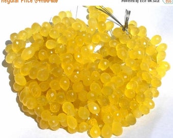 50% Off Sale 1/2 Strand - Finest Quality So Gorgeous AAA Butterscotch Yellow Chalcedony Micro Faceted Teardrop Briolettes Size 11x6 - 9x6mm