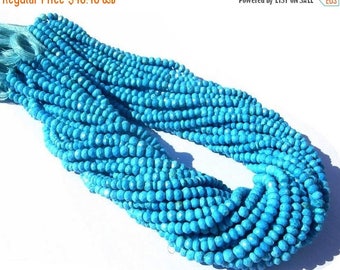50% Off Sale Sleeping Beauty Genuine Turquoise Micro Faceted Rondelles Size 3.5 - 4mm Length 14 inches Very Very Gorgeous