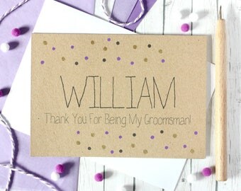 Personalised Groomsman Card. Groomsman. Thanks for Being My Groomsman. Groomsman Thanks. Groomsmen Thank You Card. Groomsman Wedding Card.