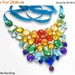 ON SALE Bright Rainbow Rhinestone Statement Necklace, Rainbow Bib Necklace, Colorful Rhinestone Bib Necklace, Rainbow Pride Necklace