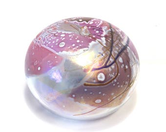 Art Glass Iridescent Oil Lamp/ Mount St Helens Ash/ Hand Blown, Artist Signed 1984