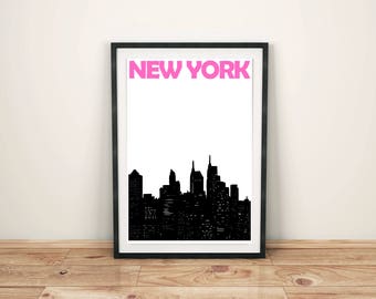 New York Print // New York City Print // New York Skyline // New York Gift // New York Poster // New York Art // Gift for Him / Gift for Her