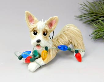 Pembroke Welsh Corgi Christmas Ornament Figurine Lights Porcelain