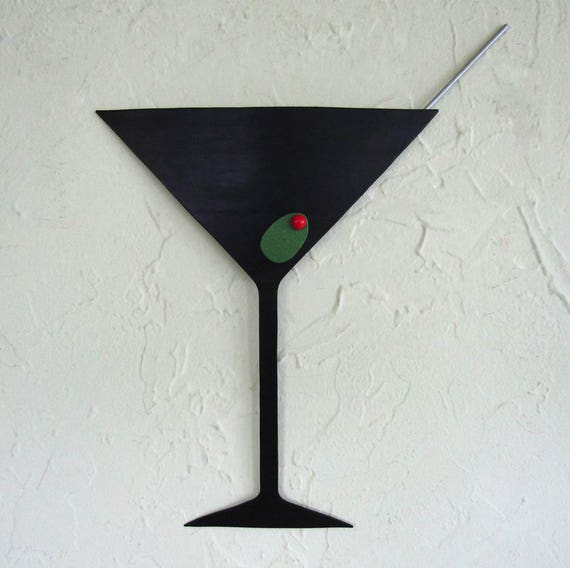 Martini metal wall art sculpture kitchen art upcycled metal