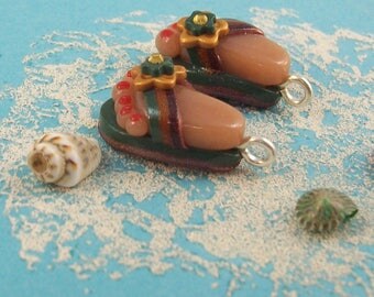 Flip Flops - Handmade Polymer Clay CHARMS with Feet