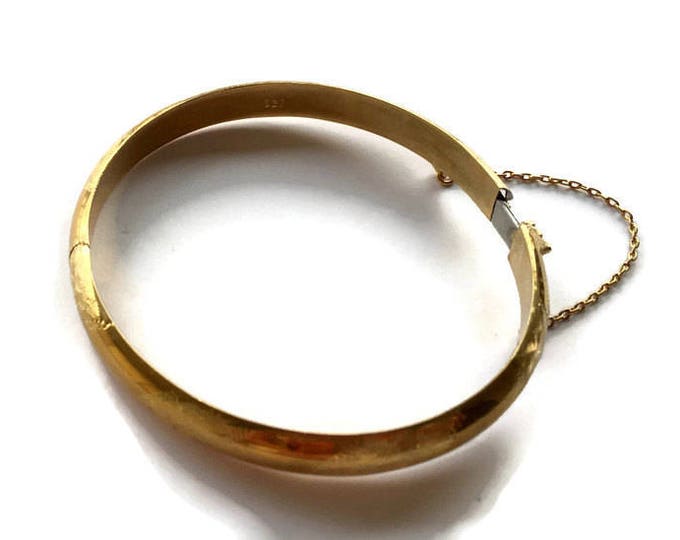 Vermeil Sterling Bangle Bracelet Hinged Chased Design Vintage