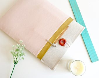 Pink + Gold Laptop Sleeve, MacBook Case, MacBook Air Case, 13 MacBook Cover, 15 MacBook Pro Laptop Case, Custom Sized Padded Computer Sleeve