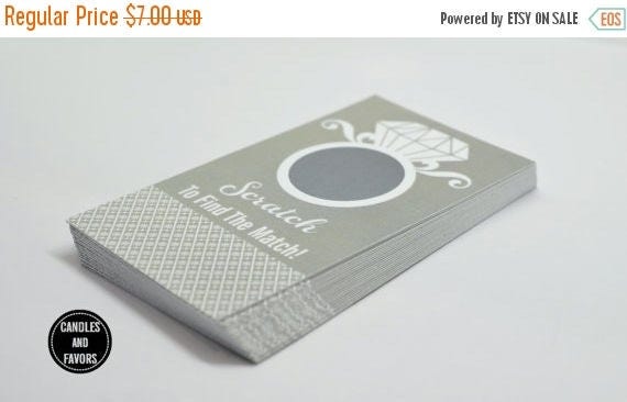 Sale 20 Stylish Light Grey Scratch Off Cards - Bridal Shower Game - Bachelorette Party Games Il_570xn