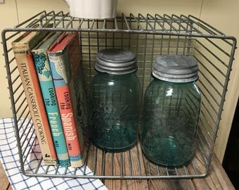 Metal Basket Pool Basket Industrial Wire Basket Galvanized Metal Basket Home Office Storage Organization Country Farmhouse
