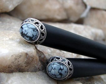 CIJ SALE Hair Sticks Snowflake Obsidian Set of Two Minimalist Sets Pairs Everyday Simple Hairsticks Hair Chopstick Black and White Hair Pins