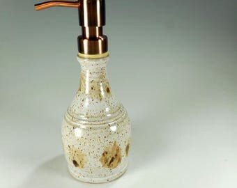 Ceramic soap dispenser, pottery lotion pump, stoneware liquid soap dispenser, soap pump dispenser, pottery detergent pump, coppertone pump