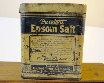Vintage epsom salt tin | Etsy