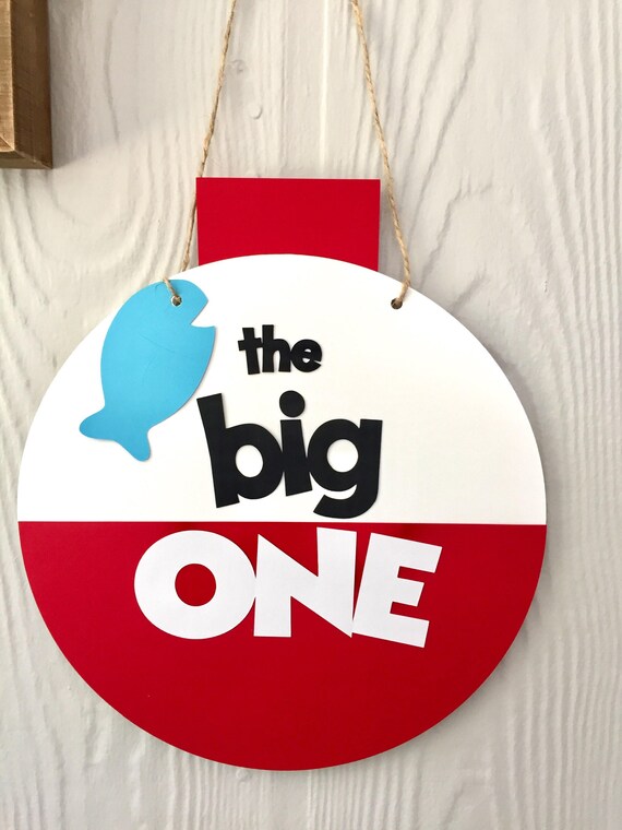 Download The Big ONE Fishing Birthday Sign Bobber Highchair banner