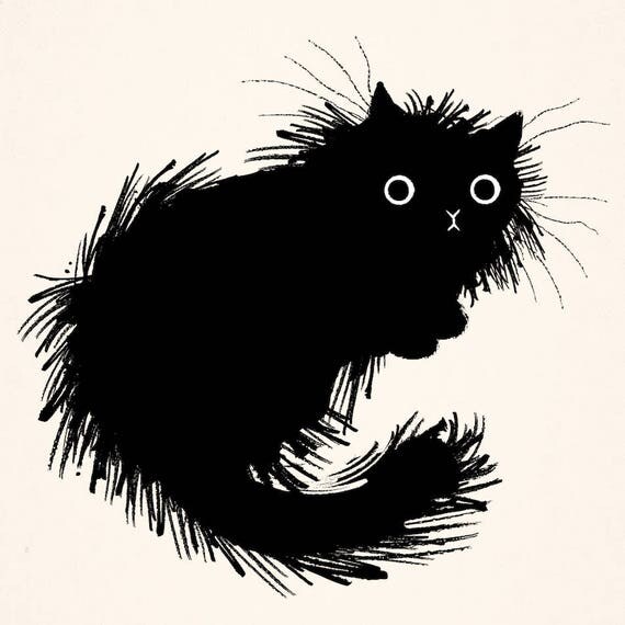 Moggy (No.2) - Black and White - Cat / Kitten - Limited Edition Art Poster Print by Oliver Lake - iOTA iLLUSTRATiON