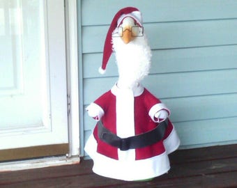 GOOSE CLOTHING - Santa Claus red fleece goose lawn outfit - Plastic or Cement Lawn Goose - Goose Clothing - Christmas - Santa