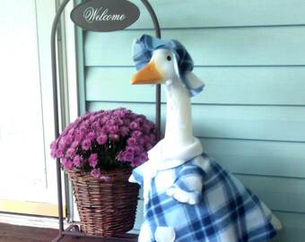 GOOSE CLOTHING - Winter Fleece Coat - Blue and White for your Plastic and Concrete Lawn Goose - 3 piece outfit