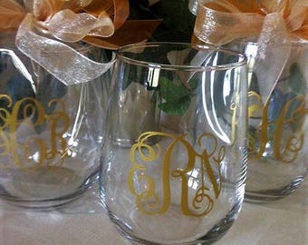Personalized Monogrammed Wine Glasses, Bridesmaid Wine Glass, Friends- Girls Night Out Party Wine Glasses GIFT WRAPPED