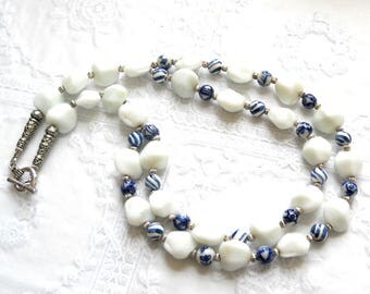 delft blue necklace delft blue jewelry Delft blue double strand necklace blue and white necklace delft blue necklace