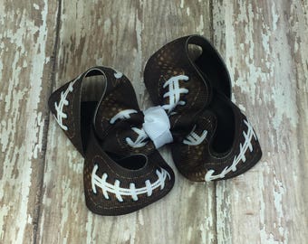 Football Hairbow, Football Bow, Football Hair Bows, Sports Hair Bows, Hair Bows, Football Hair Clips, Boutique Bows, Toddler Hair Bows