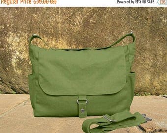 On Sale 20% off messenger bag, grass green diaper bag, shoulder bag, canvas travel bag with zipper closure