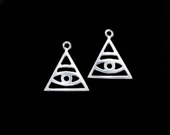 2 of 925 Sterling Silver Evil Eye Charms 13mm. :tm0006