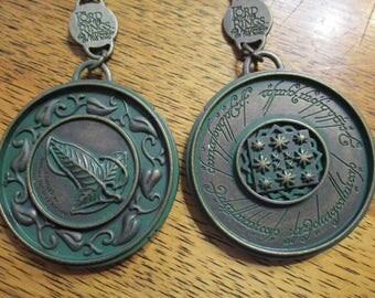 Lord of the Rings FELLOWSHIP Medallion - Jewelry Making Pendant & Key Chain Parts - (DESTASH) - Elven Leaf Design