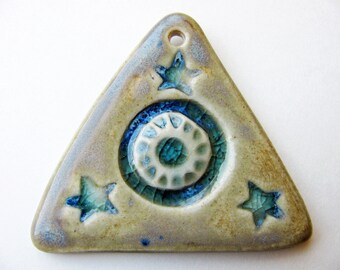 Star & Sun Pyramid Pendant Stoneware Clay