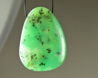 Medium Sized and So Beautiful ~ Translucent Australian Chrysoprase Pendant - 31mm x 23.5mm x 6mm - B7743