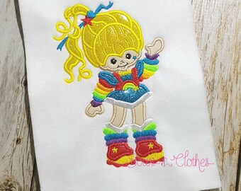 Rainbow Girl applique applique design digital instant download
