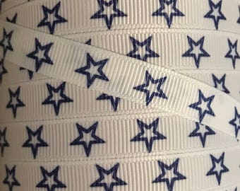 3/8 Inch Grosgrain Ribbon - Printed Grosgrain Ribbon - Dallas Cowboys Ribbon - Ribbon By The Yard - Ribbon Supplies - Football NFL Ribbon