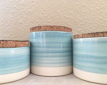 Handmade ceramic canister set of 3