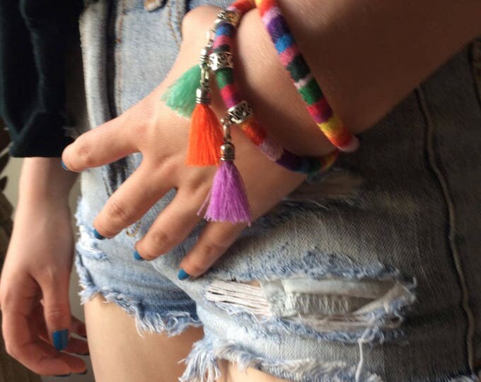 Bohemian bracelet, Ethnic wrap, Boho wrap,wrap bracelet tassel charm,tribal bracelet,hippie bracelet,ethnic bracelet, women bracelet, gift