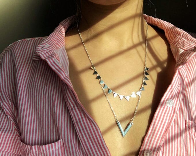 Silver necklace, necklace for women, dainty necklace, minimalist necklace, geometric jewelry, modern necklace, women necklace, women jewelry