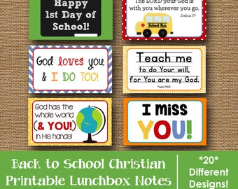 Back to School Lunch Box Notes | Printable Lunchbox Notes for Kids | Scripture Lunch Box Note | Bible Verse Lunch Love Notes | DIY PRINTABLE
