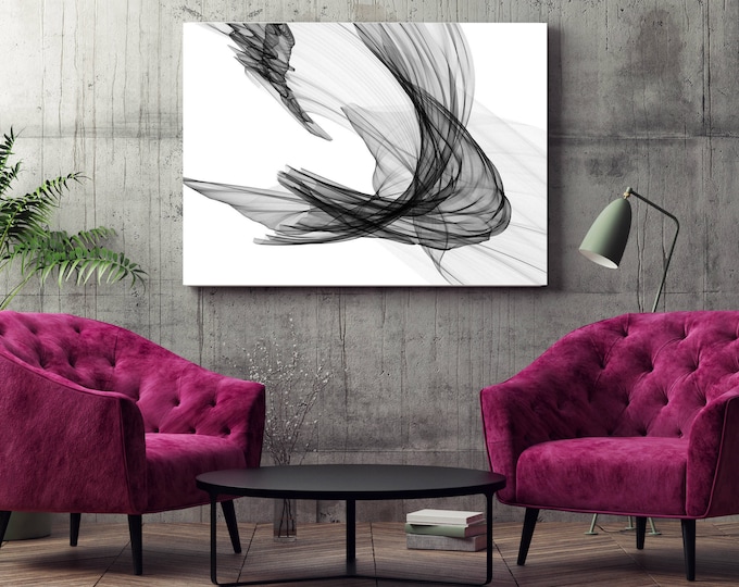Abstract Black and White 20-29-04. Contemporary Unique Abstract Wall Decor, Large Contemporary Canvas Art Print up to 72" by Irena Orlov