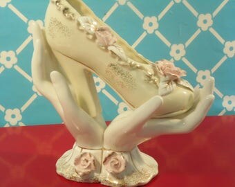 Mid Century Ceramic Hand Shoe Vase