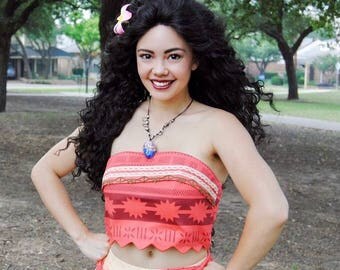 Moana Hawaiian Hawaii Wavy Brown Professional Lace Front Princess Wig