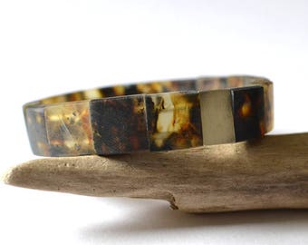 Amber Men Bracelet / Dark Brown Amber Jewelry / Silver Sterling Amber For Him / Gift For Men