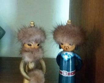 Pair of Small Vintage Kokeshi Dolls Adorable
