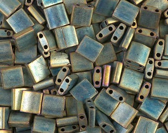 Matte Metallic Patina Iris Miyuki Tila Two Hole Beads - 8 grams - Matte Metallic Patina Iris TL-2008 Tila, 4440