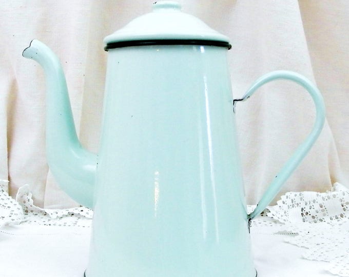 Antique Gooseneck Kettle Pale Mint Green Enamelware Coffee Pot in Excellent Condition, Vintage Country Decor Enamel Cafetiere from France Antique Gooseneck Kettle Pale Mint Green Enamelware Coffee Pot in Excellent Condition, Vintage Country Decor Enamel Cafetiere from France