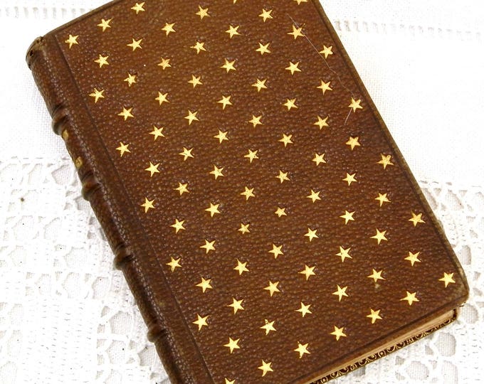 Antique Religious Book with Leather Cover Decorated with Gold Stars "Imitation Sainte Vierge" 1859 The Imitation of the Blessed Virgin Mary