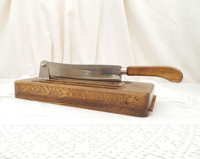 Vintage French Guillotine Bread Knife with Crumb Collecting Tray Made of Walnut Wood and Stainless Steel, Baguette Cutting Board, Kitchen Vintage French Guillotine Bread Knife with Crumb Collecting Tray Made of Walnut Wood and Stainless Steel, Baguette Cutting Board, Kitchen