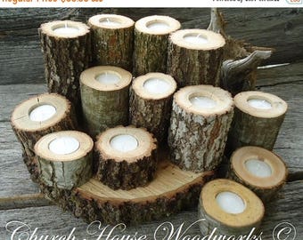 SALE 12 Tree Branch Candle Holders, Rustic Wedding Candle Holders, Rustic Wedding Centerpieces, Wood Candle Centerpieces