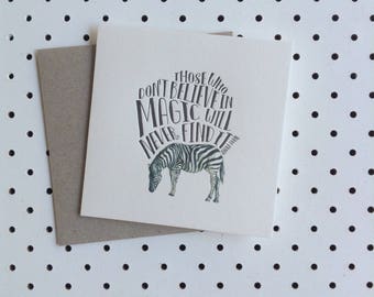 Letterpress Card - Zebra Roald Dahl Quote