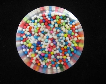 Big round ring with multicolored miniperles resin