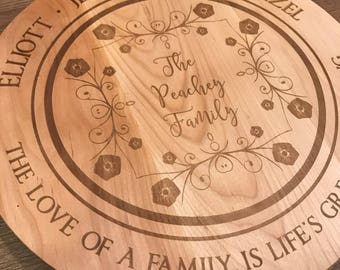 Personalized Lazy Susan, Custom Engraved Turn Table, Solid Birch Lazy Susan, Personalized Wedding Gift