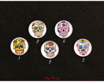 Cabochon skull skull mexican sugar skulls pin up rockabilly x 1