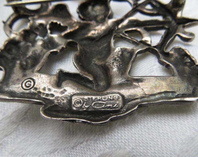 Sterling Sagittarius Brooch, The Archer, Cherub Archer, 1940s Sagittarius Pin, Signed Cini