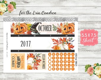 Chills & Thrills - All Months Available - Halloween Sticker - Erin Condren Monthly Kit / Date Cover Planner Stickers - Erin Condren Vertical